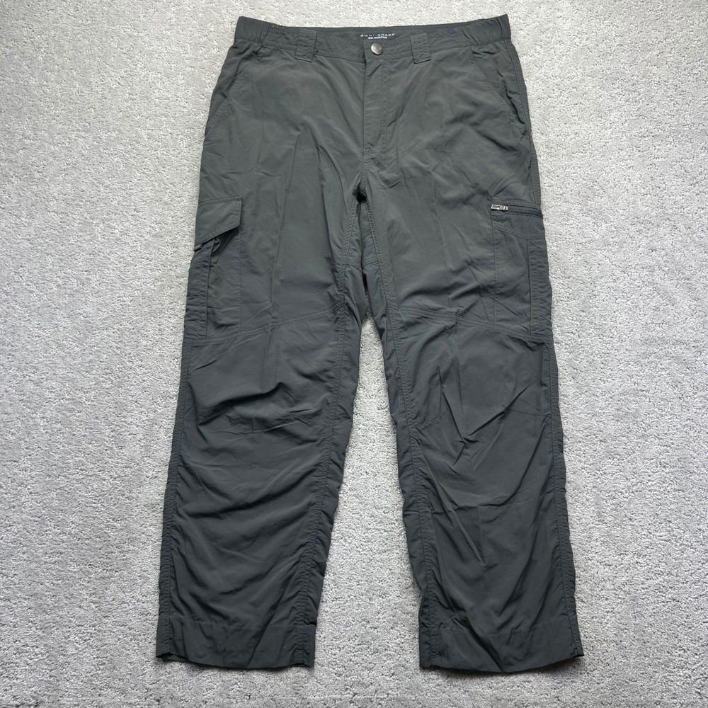 Columbia Cargo Pants Mens 34x24 Grey Omni-Shade Nylon Ripstop Hiking Outdoor